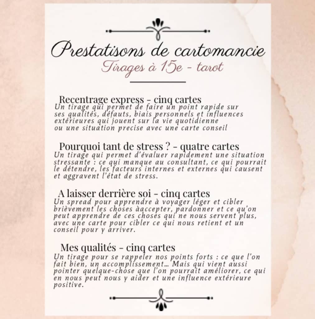 Tarifs de cartomancie en ligne du salon