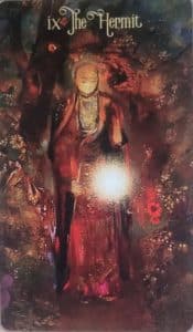 Peinture de Bouddha dans les tons rouges et noirs marchant dans les fleurs