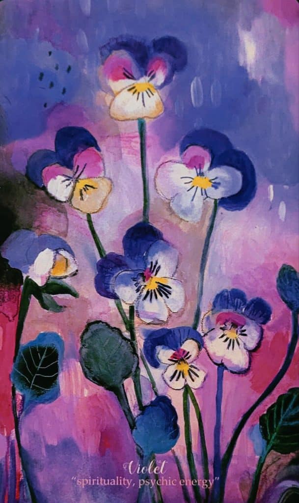 violettes peintes &agrave; la gouache carte violet du flower medecine oracle 