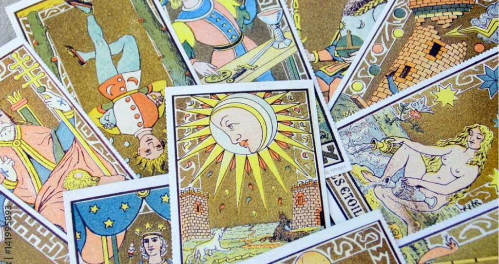Arcanes majeurs du tarot de Marseille dor&eacute;es &Eacute;tal&eacute;es